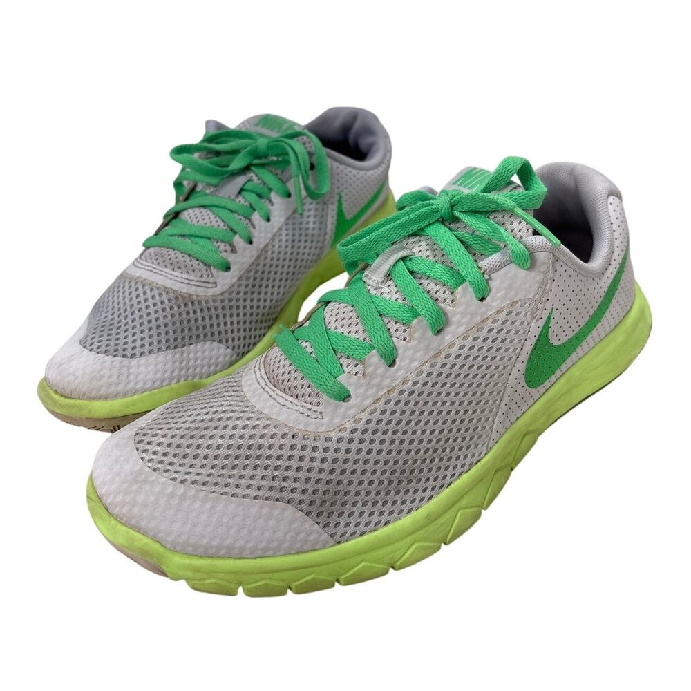 Nike Flex Experience RN 5, 6.5Y White Green Kids Athletic Running Sneakers
